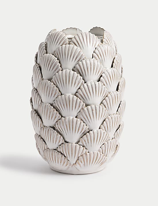 Medium Shell Textured Ceramic Vase