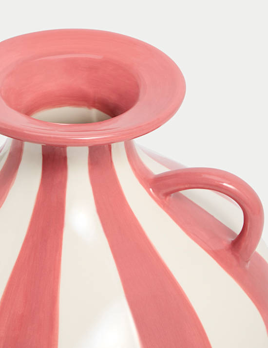 Medium Striped Ceramic Vase