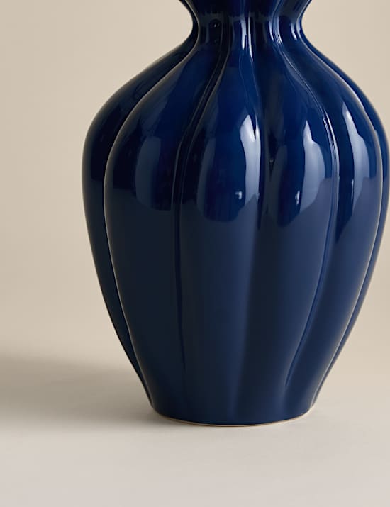 Medium Fluted Neck Ceramic Vase