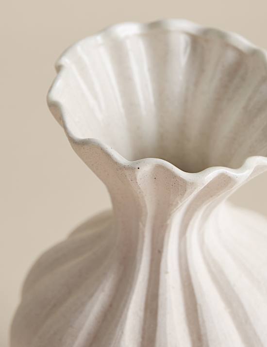 Large Fluted Neck Ceramic Vase