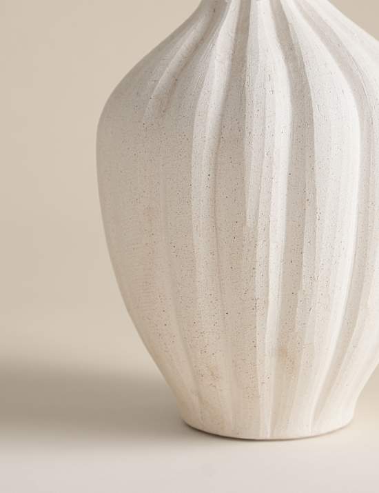 Large Fluted Neck Ceramic Vase