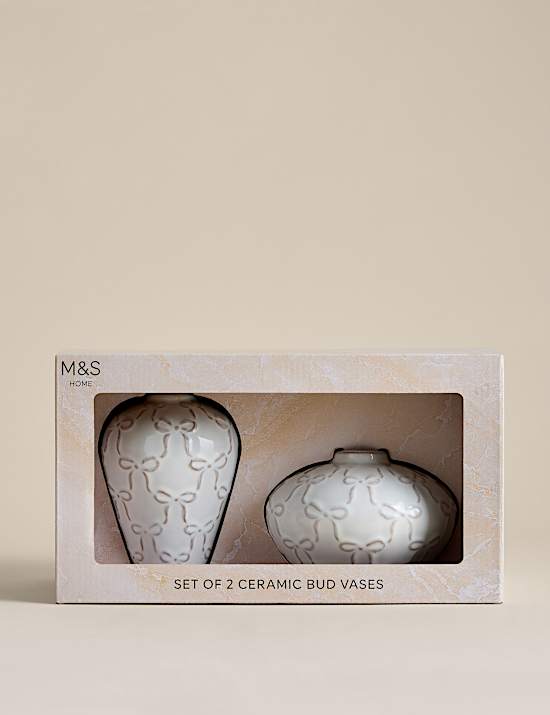 Set of 2 Mini Ceramic Bow Vases