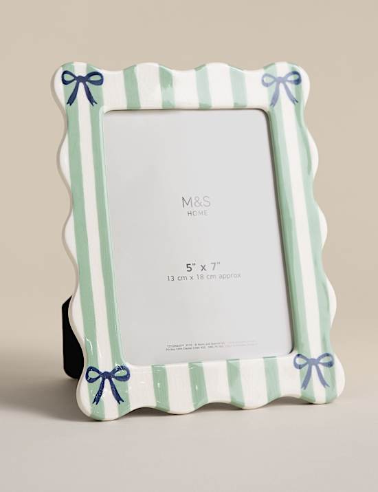Ceramic Striped Bow Photo Frame 5x7 inch