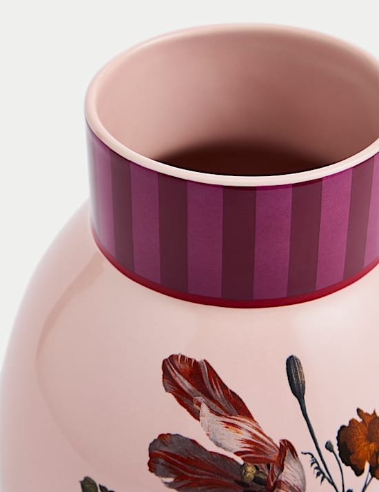 Medium Floral Ceramic Round Vase