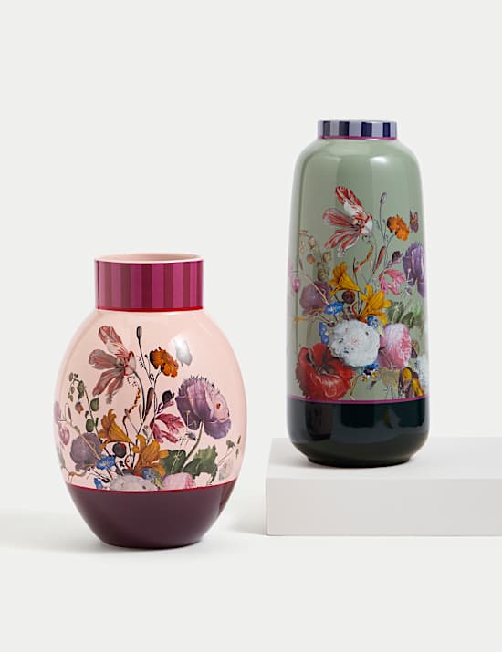 Medium Floral Ceramic Round Vase