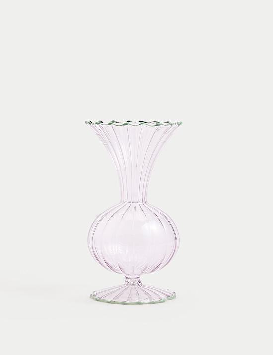 Small Ridged Glass Bud Vase