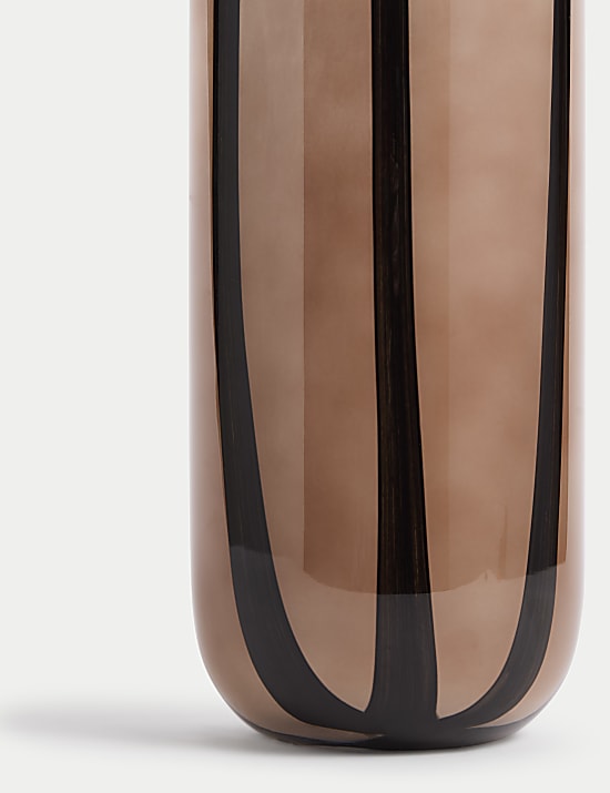Grand vase en verre &agrave; rayures