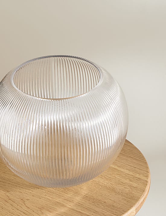 Ridged Glass Fishbowl Vase