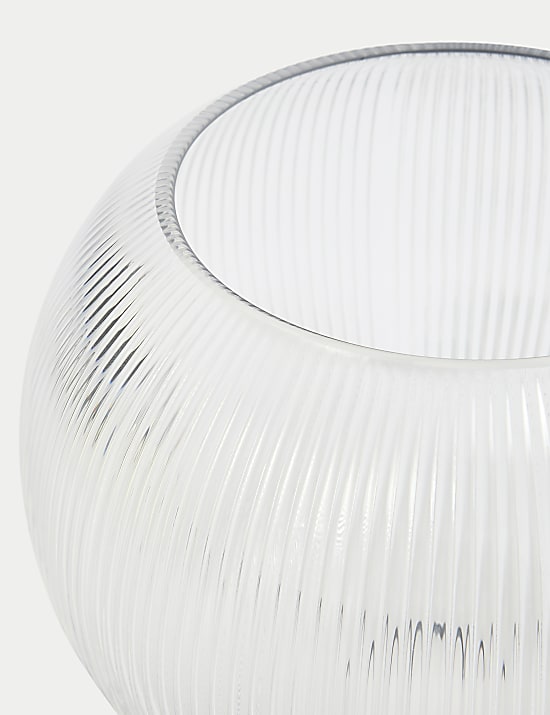 Ridged Glass Fishbowl Vase