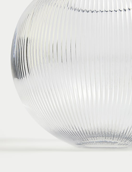 Ridged Glass Fishbowl Vase