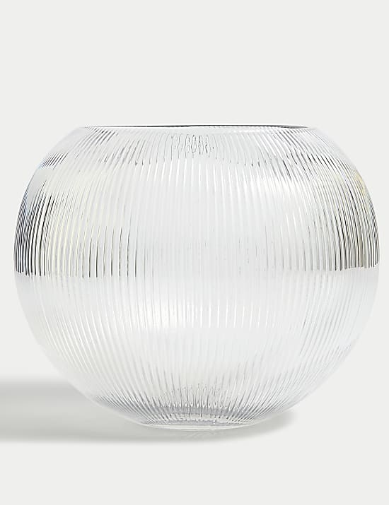 Ridged Glass Fishbowl Vase
