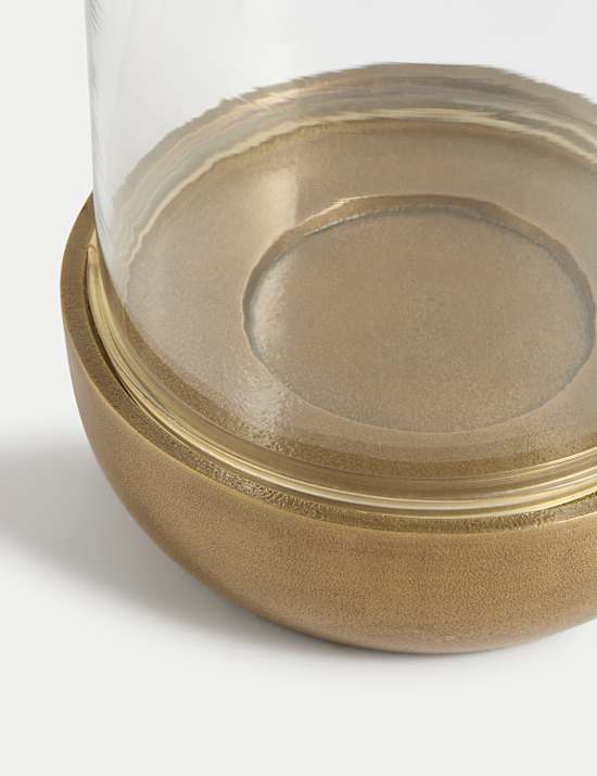 Metal & Glass Hurricane Candle Holder