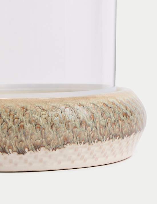 Glazed Drip Ceramic Hurricane Candle Holder