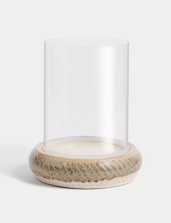 Glazed Drip Ceramic Hurricane Candle Holder