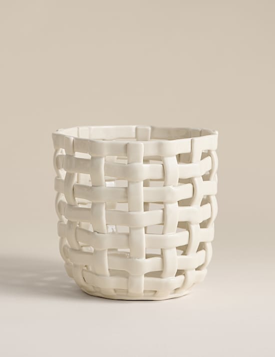 Porte-bougie tempête tressé en céramique