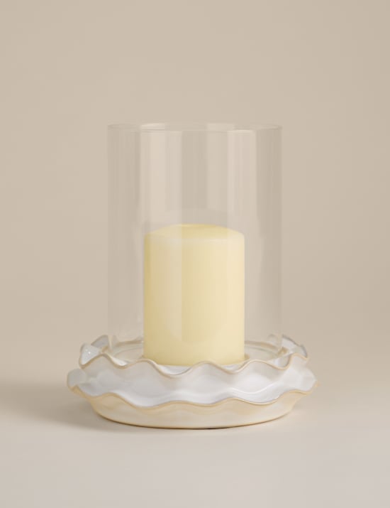 Frill Ceramic Hurricane Candle Holder