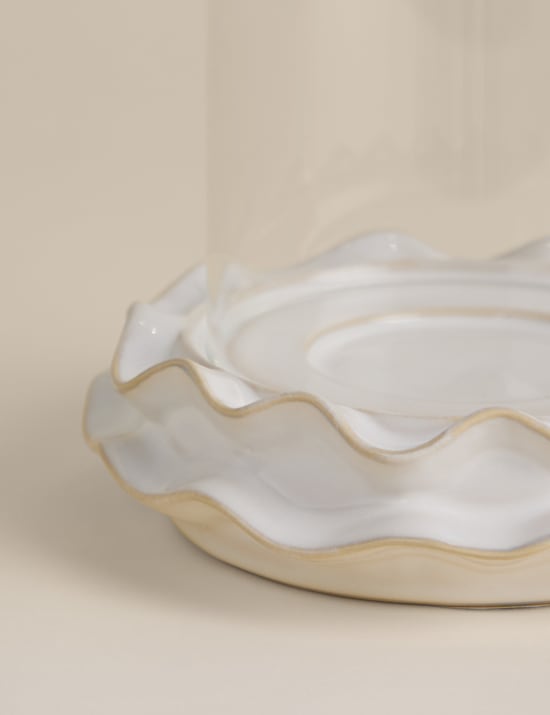 Frill Ceramic Hurricane Candle Holder