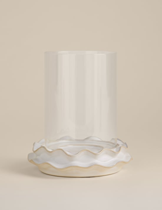 Frill Ceramic Hurricane Candle Holder