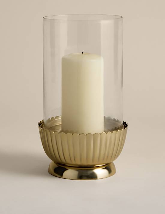Scallop Metal Hurricane Candle Holder
