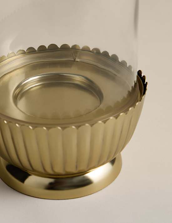 Scallop Metal Hurricane Candle Holder