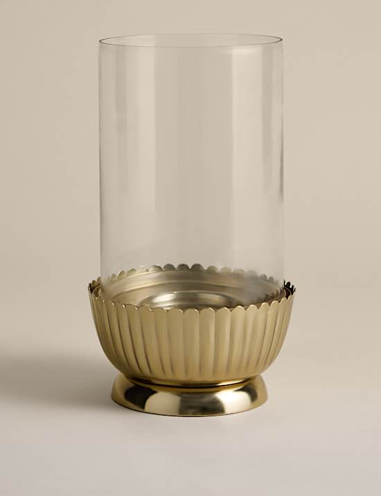 Scallop Metal Hurricane Candle Holder