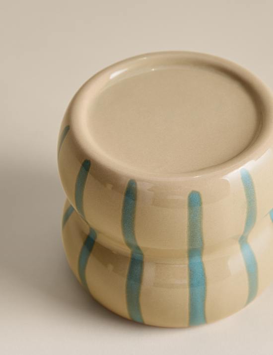Striped Ceramic Pillar Candle Holder