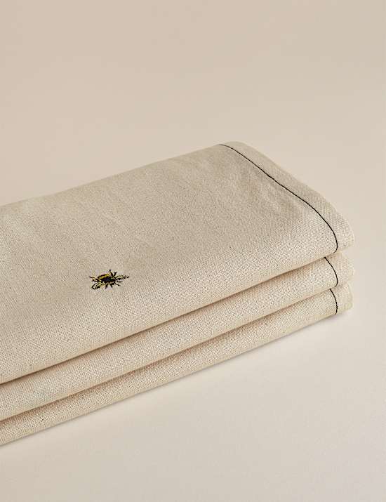 Tischdecke aus reiner Baumwolle mit Bienenstickerei