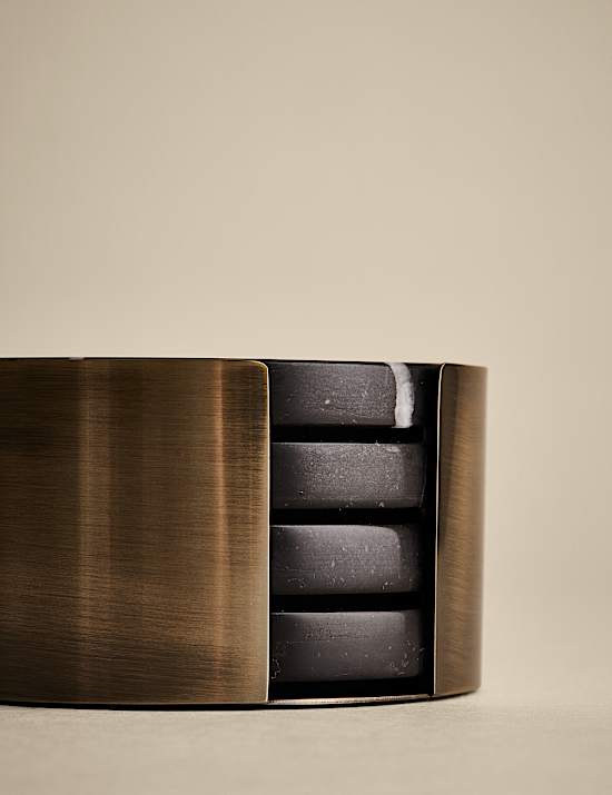 Set of 4 Marble Coasters with Holder