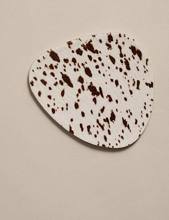 Set of 4 Leather Cowhide Coasters