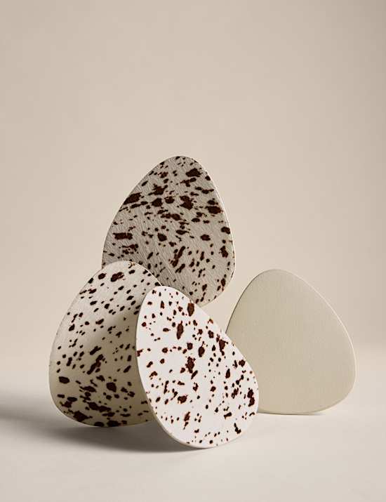 Set of 4 Leather Cowhide Coasters