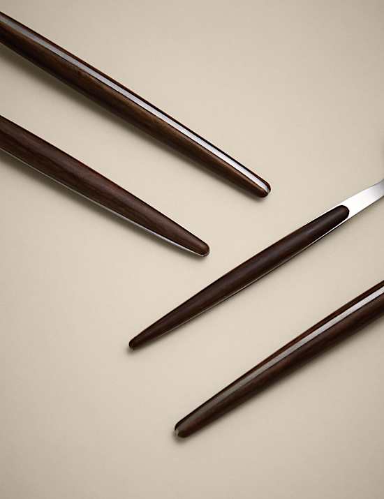 16pc Wood Effect Cutlery Set