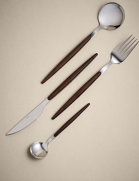 16pc Wood Effect Cutlery Set