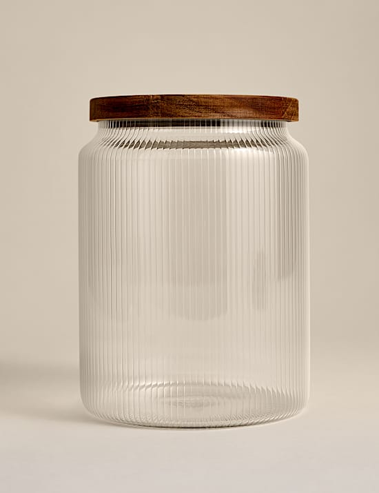 Large Ribbed Glass Cookie Jar