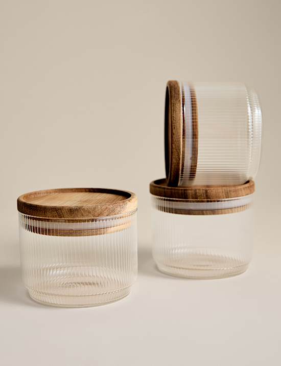 Set of 3 Small Stacking Glass Storage Jars