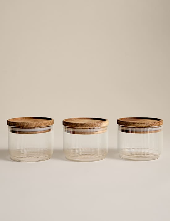 Set of 3 Small Stacking Glass Storage Jars