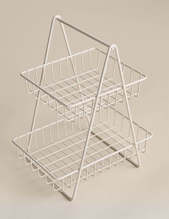 Rangement en fil m&eacute;tallique &agrave; 2 niveaux
