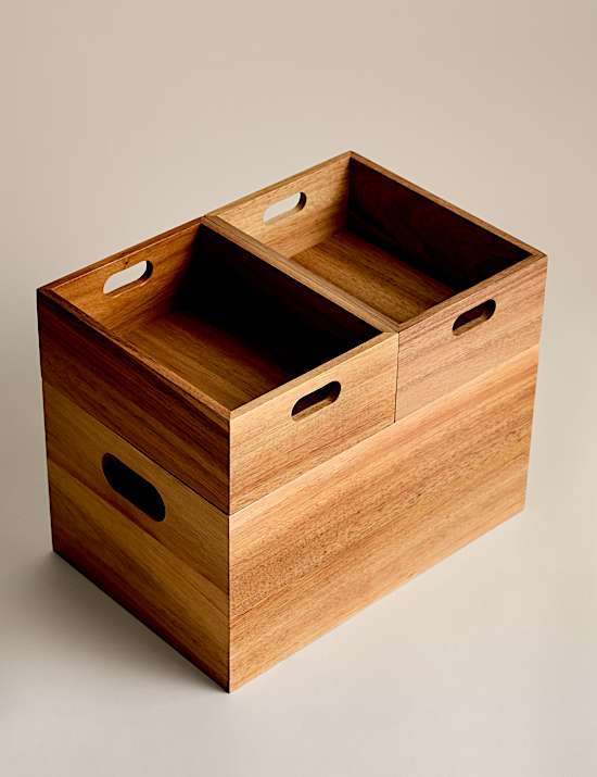 Set of 3 Wooden Stacking Boxes