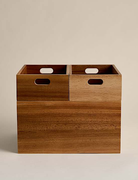 Set of 3 Wooden Stacking Boxes
