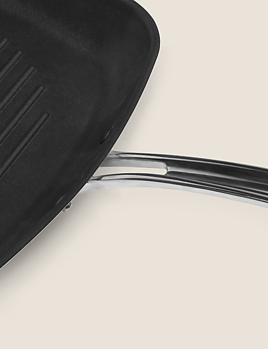 Mała nieprzywierająca patelnia do grillowania ze stali nierdzewnej 27 cm