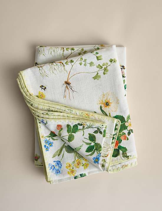 Cotton with Linen Floral Tablecloth