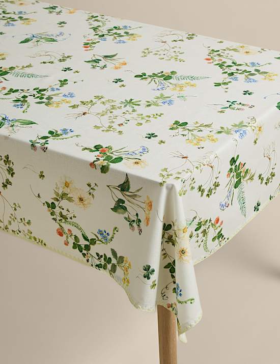Cotton with Linen Floral Tablecloth