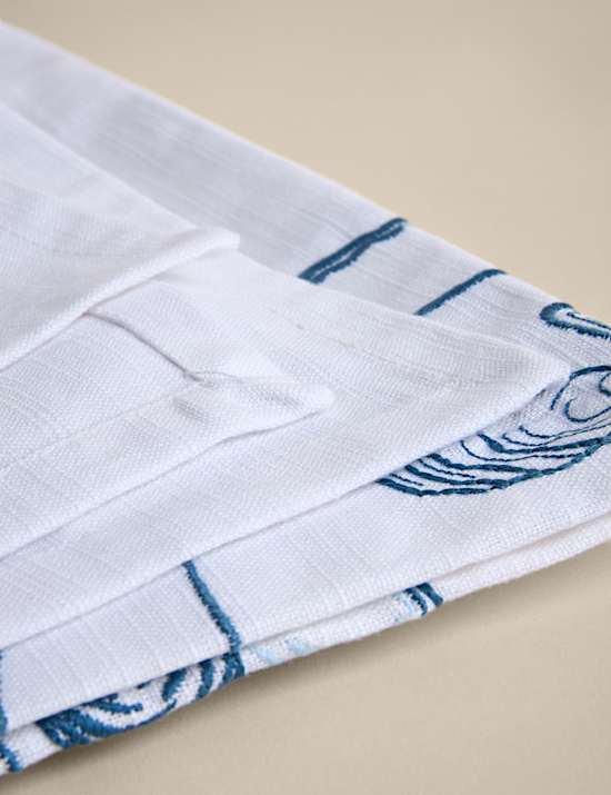 Pure Cotton Coastal Embroidered Tablecloth