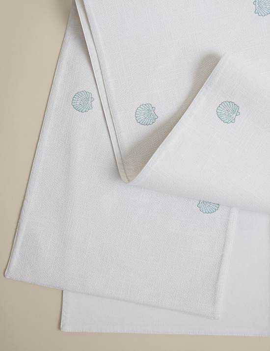 Pure Cotton Shell Embroidered Table Runner