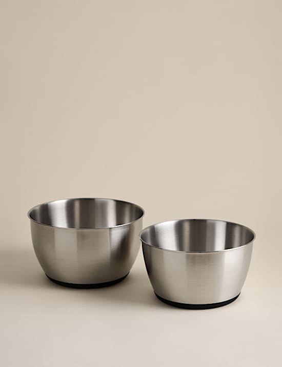 Lot de 2 bols &agrave; m&eacute;langer en acier inoxydable