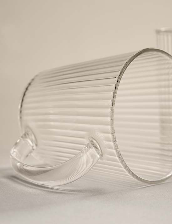 2 Pack Ribbed Glass Espresso Mugs