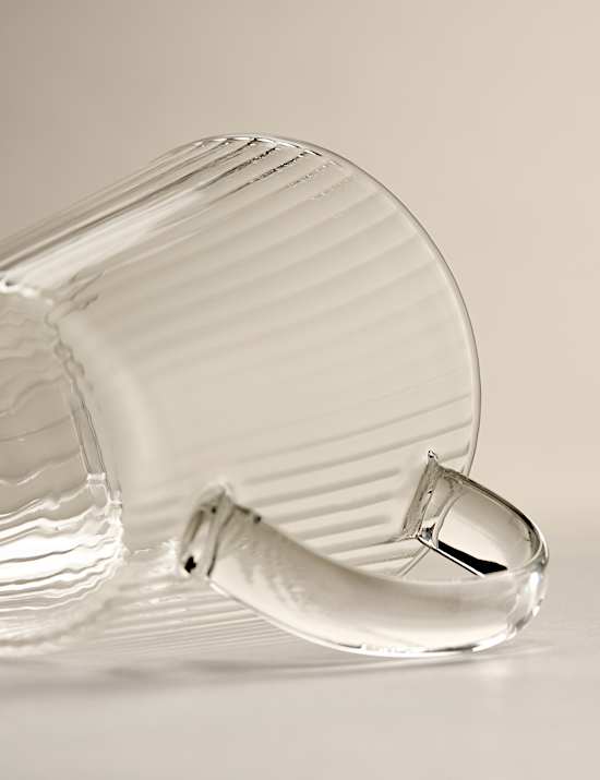 Set of 2 Ribbed Glass Cappuccino Mugs