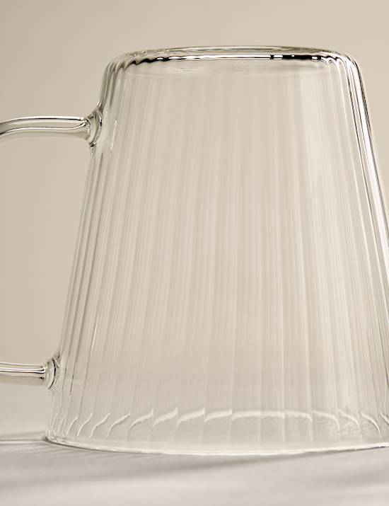 Set of 2 Ribbed Glass Cappuccino Mugs