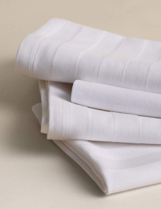 Lot de 4 serviettes en satin 100 % coton &agrave; rayures
