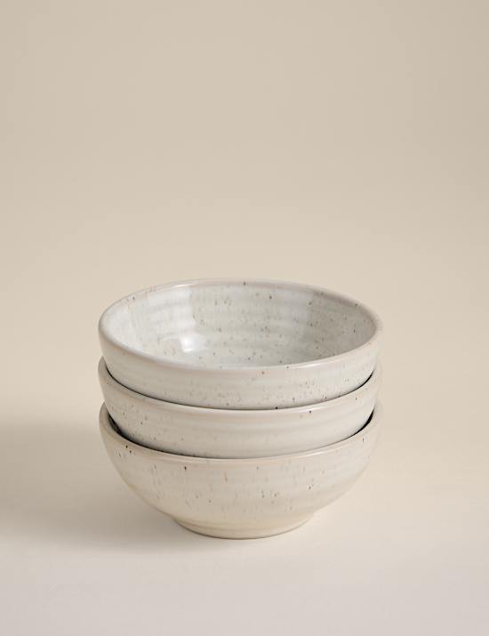 3pk Ceramic Ribbed Pinch Bowls