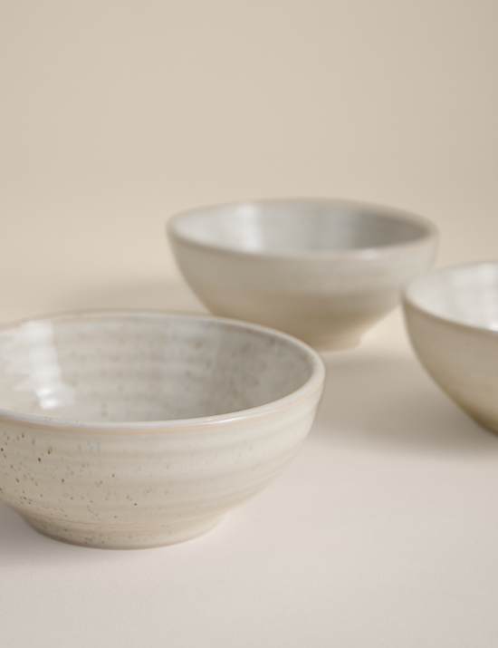 3pk Ceramic Ribbed Pinch Bowls